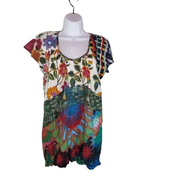 Desigual mixed print floral blouse tunic - Picture 1 of 8